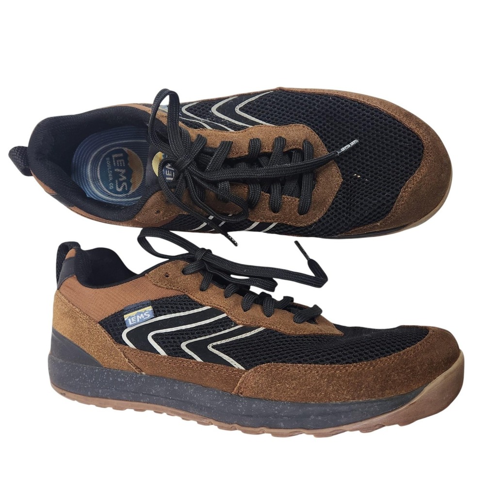LEMS Primal Pursuit Shoes Mens 12 Brown Black Mesh Suede Hiking Trail Sneakers